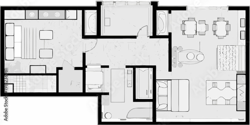 Architectural floor plan depicting a modern residential interior layout