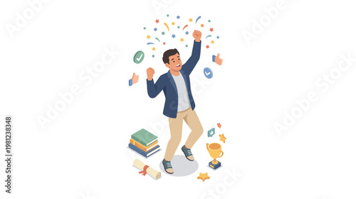 Man Celebrating with Confetti.