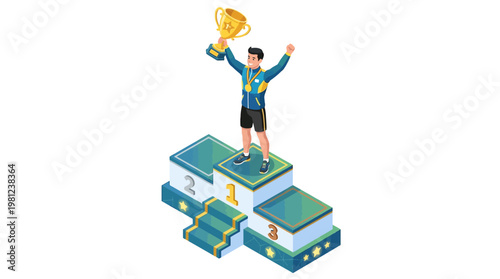 Man standing on podium winner.