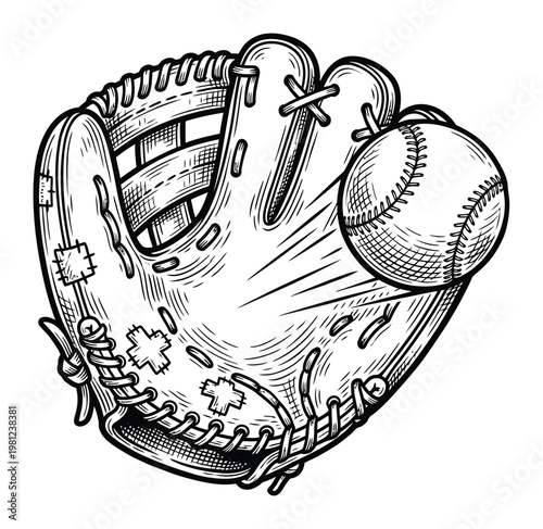 Vintage Baseball Glove and Ball