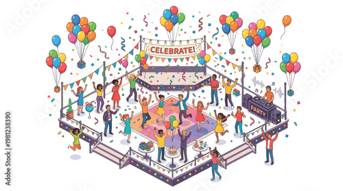 People Celebrate With Balloons.