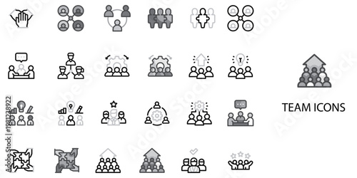 Team simple New concept 24 Grew color icons set .Vector illustration.