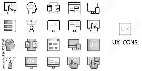 UX simple New concept 24 Grew color icons set .Vector illustration.