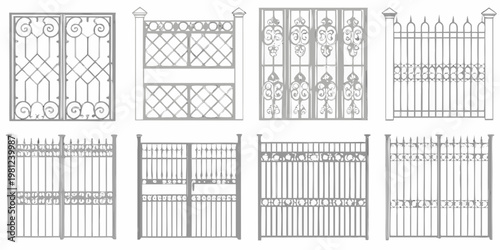 Collection of ornate wrought iron gate and fence panel designs
