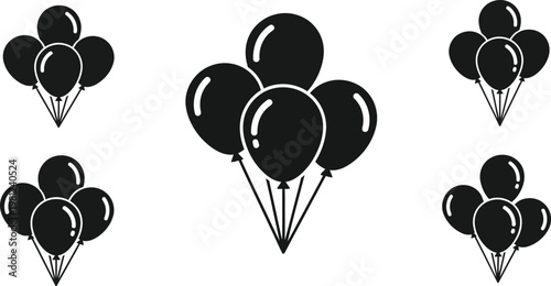Black balloon clusters a minimalist vector illustration for celebrations