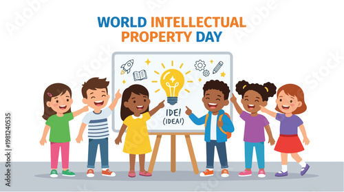 vector children celebrating intellectual property day 1