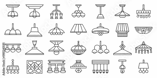 Collection of linear lighting fixtures and pendant lamps in black and white