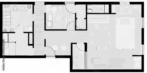 Architectural floor plan of a modern residential home layout