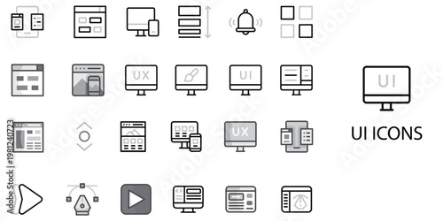 UI simple New concept 24 color icons set .Vector illustration.