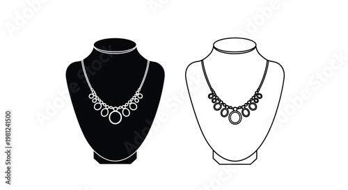 Two necklace displays one dark and one light in silhouette