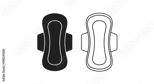 Two sanitary pad designs one solid and one outlined silhouette