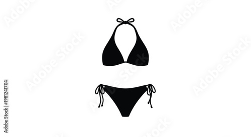 Black bikini swimsuit isolated on white a striking silhouette