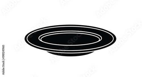 A simple black plate design with concentric circles silhouette