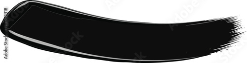 Glossy black paint brush stroke or liquid eyeliner smear isolated on transparent background
