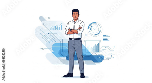 Confident Businessman Standing With Arms Crossed Professional Portrait.