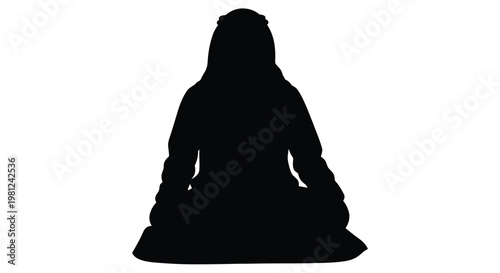 Meditating figure in lotus position a striking black silhouette