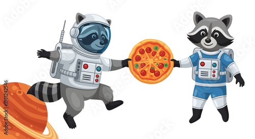 Funny 3d cartoon illustration of an orange robot man wearing a gas mask and holding a pump as a hero monster character in a halloween ninja costume