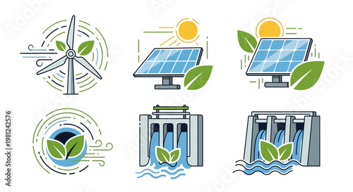 This vector set of ecology icons features a professional business design for e-commerce shopping carts and retail store signs used in web delivery and internet gift box sales