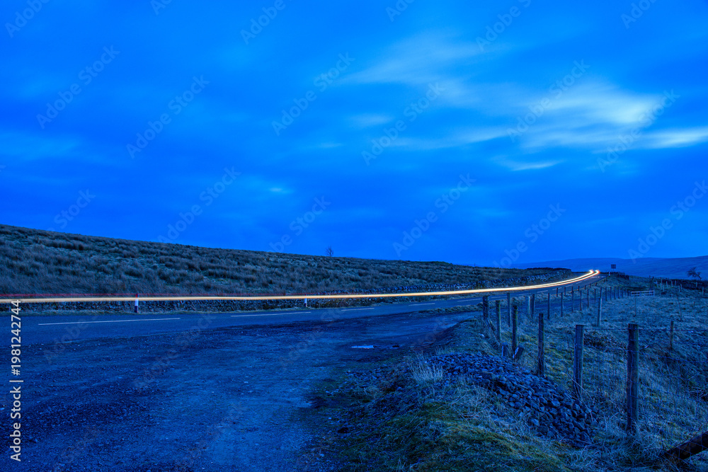 Fototapeta premium Light trail through the lake district