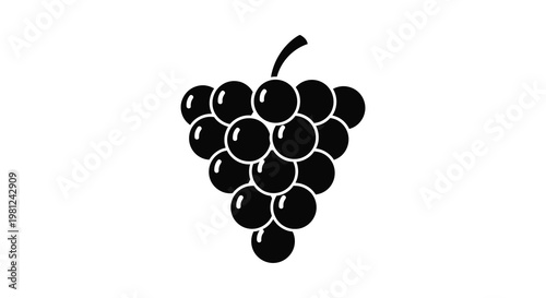 A cluster of dark grapes depicted in a striking black silhouette