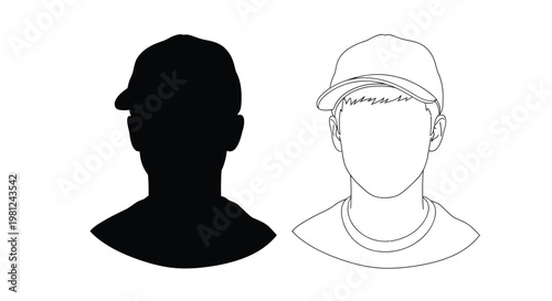 Two contrasting head portraits one solid one outline a striking silhouette