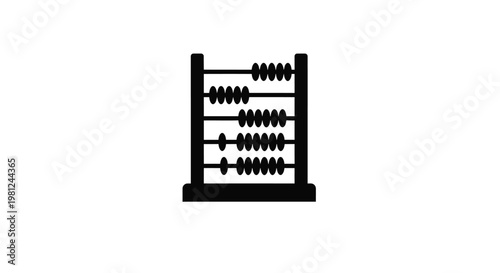 Black abacus icon with beads a classic calculating tool silhouette