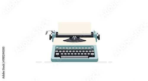 Vintage typewriter machine on white background for retro writing