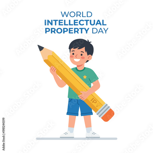 vector a small child celebrating intellectual property day 3