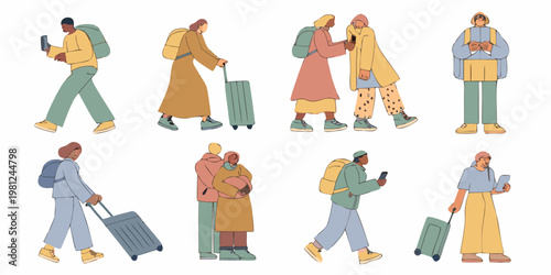 Diverse group of people traveling with luggage and enjoying each other s company