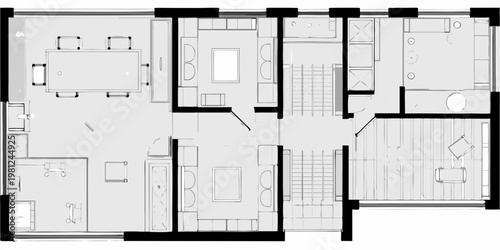 Detailed architectural floor plan of a modern open concept home interior