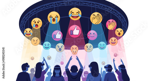 People reacting to social media feedback with emojis
