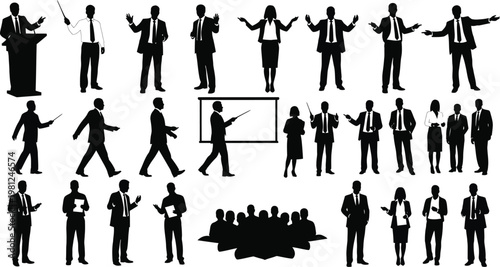 Diverse professional scenarios and presentations in business settings