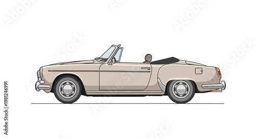 Vintage Convertible Car Side View.