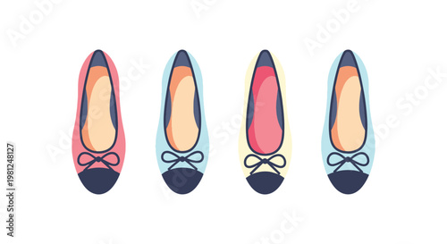 Ballet Flats Line art vector modern color pattern illustration