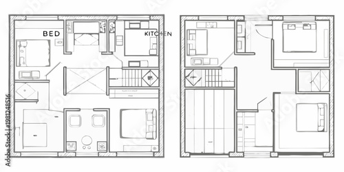 Architectural floor plan showing a two story house layout with labeled rooms