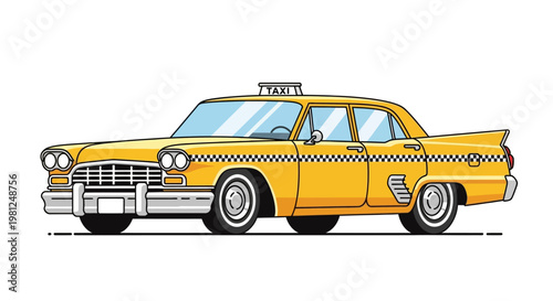 Yellow Taxi Cab Side View.