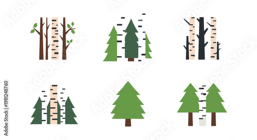 Birch Forest Line art vector abstract clean minimal
