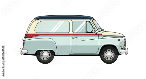 Vintage Station Wagon Car Side View.