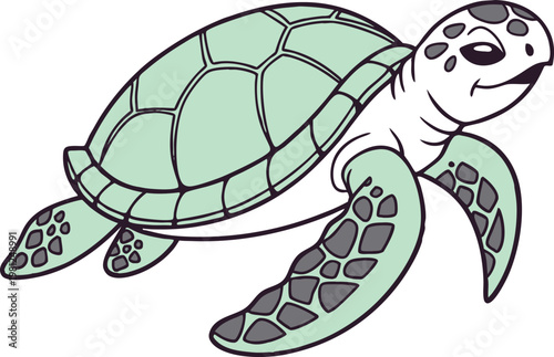 Single Sea Turtle Marine Animal. Realistic Sea Turtle Ocean Creature. Isolated Sea Turtle Underwater Animal. Marine Sea Turtle Ocean Wildlife. Single Sea Turtle Natural Ocean Life. Realistic Sea