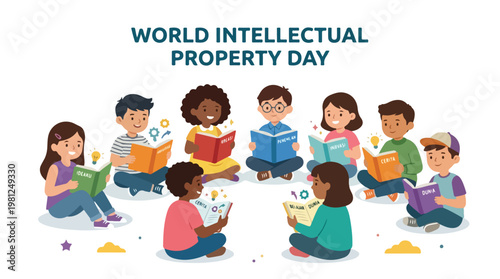 vector children celebrating intellectual property day 3