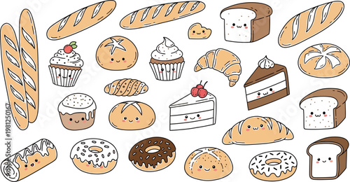 Hand drawn pastries sweets a delicious collection of baked goods illustration