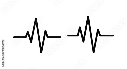 Simple electrocardiogram tracing depicting a heartbeat black silhouette