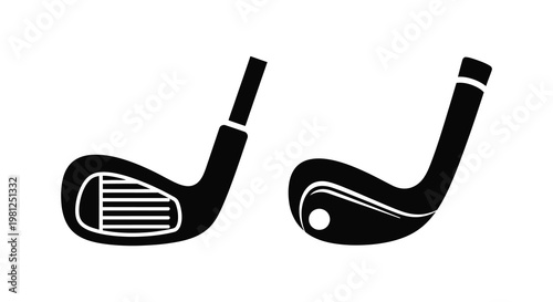 Two golf clubs in a striking black silhouette
