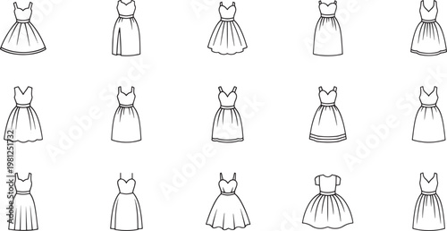 Black and white of women in dresses with different hairstyles fashion