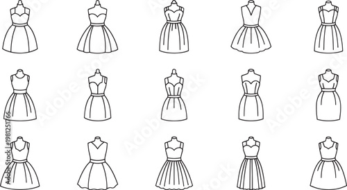 Black and white of women in long dresses with different hairstyles fashion