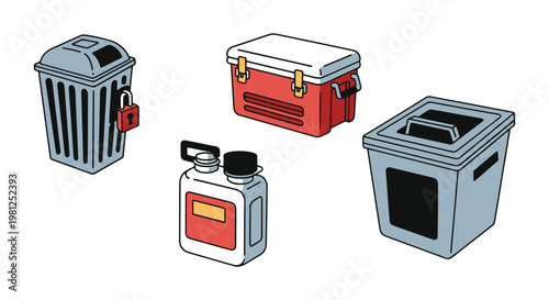 Bear proof container Line art creative abstract vector