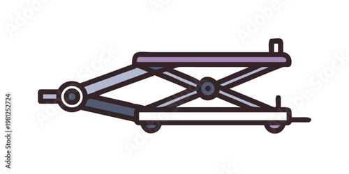 Car jack illustration, mechanical device, flat design, minimalistic style, vector graphic
