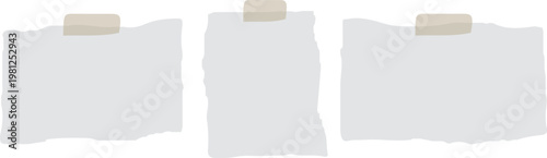 White torn paper post it notes set with copy space isolated on png transparent background.
