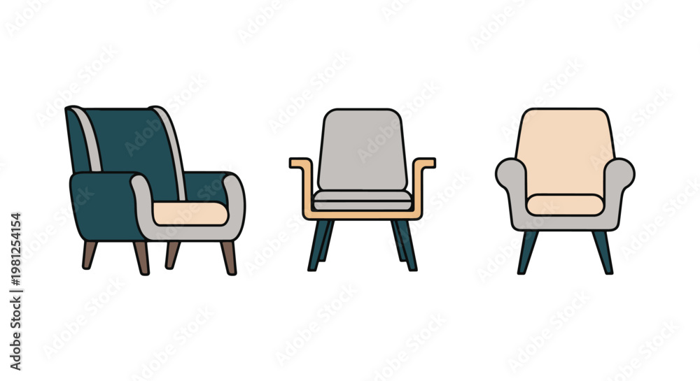 Fototapeta premium Arm Dining Chair Line art minimal decorative abstract vector