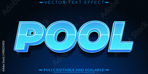 Pool editable text effect, editable water and blue text style